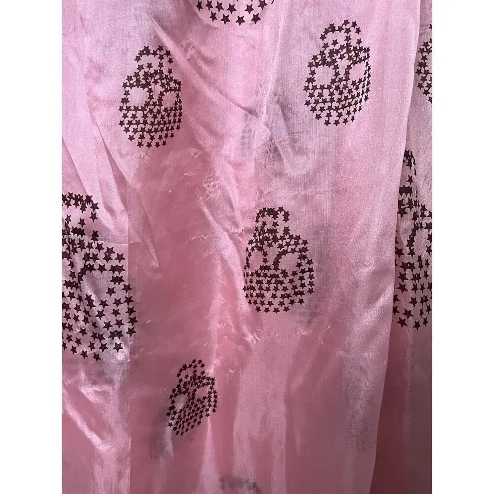 Y2K Pink Black Silk Chiffon Skull Print Rectangle Scarf Shawl Indie Sleaze 44x70